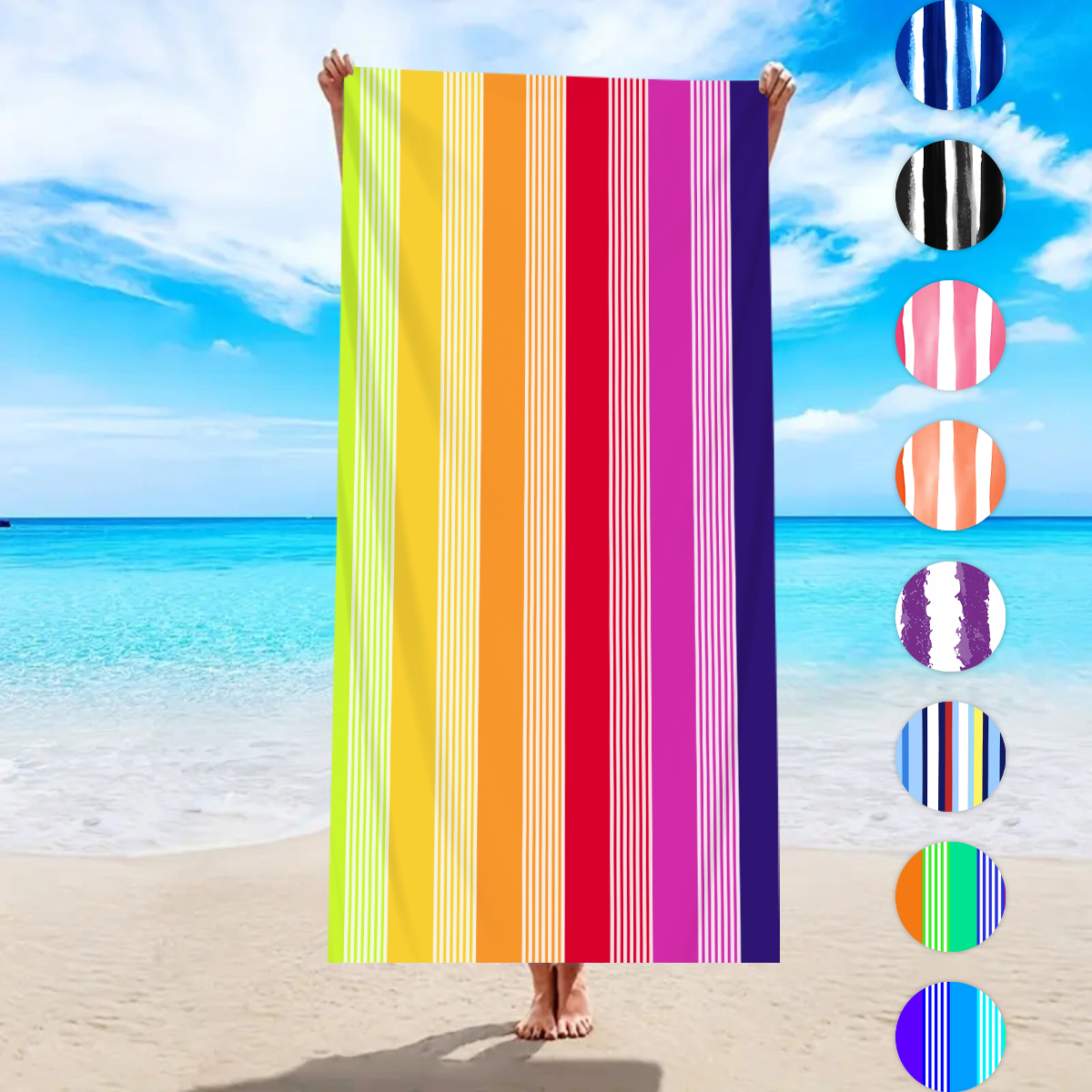 Beach Towel Large - 1pc fashionable colorful striped large beach