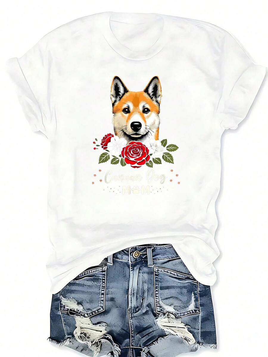 Canaan Dog Rose Floral Graphic - Tee Graphic Print recensie en prijs