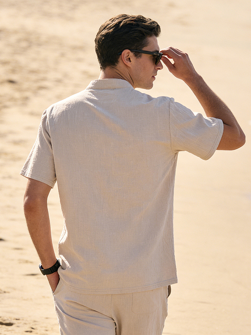 Men's Cotton Linen Henley Shir - Linen Shirt Breathable recensie en prijs