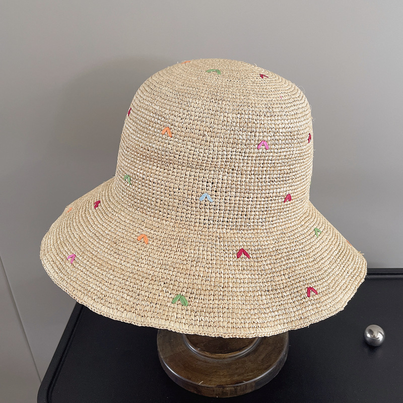 Women Embroidery Heart Raffia  - Bucket Hat Straw recensie en prijs