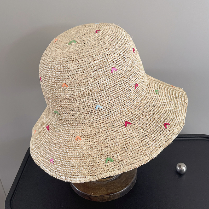 Women Embroidery Heart Raffia  - Bucket Hat Straw recensie en prijs