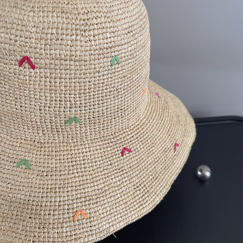 Women Embroidery Heart Raffia  - Bucket Hat Straw recensie en prijs