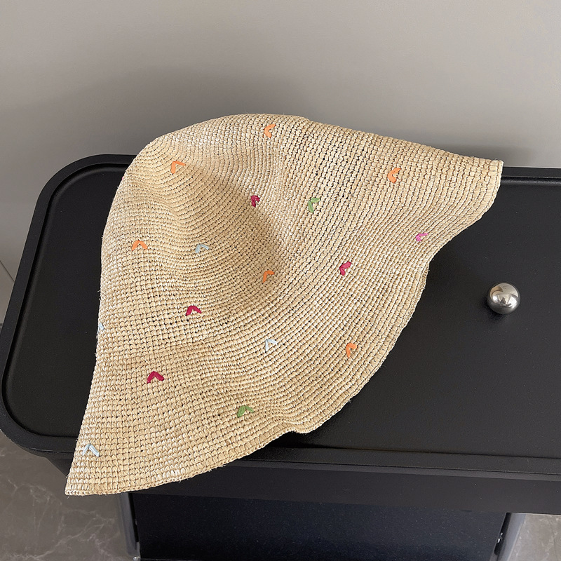 Women Embroidery Heart Raffia  - Bucket Hat Straw recensie en prijs