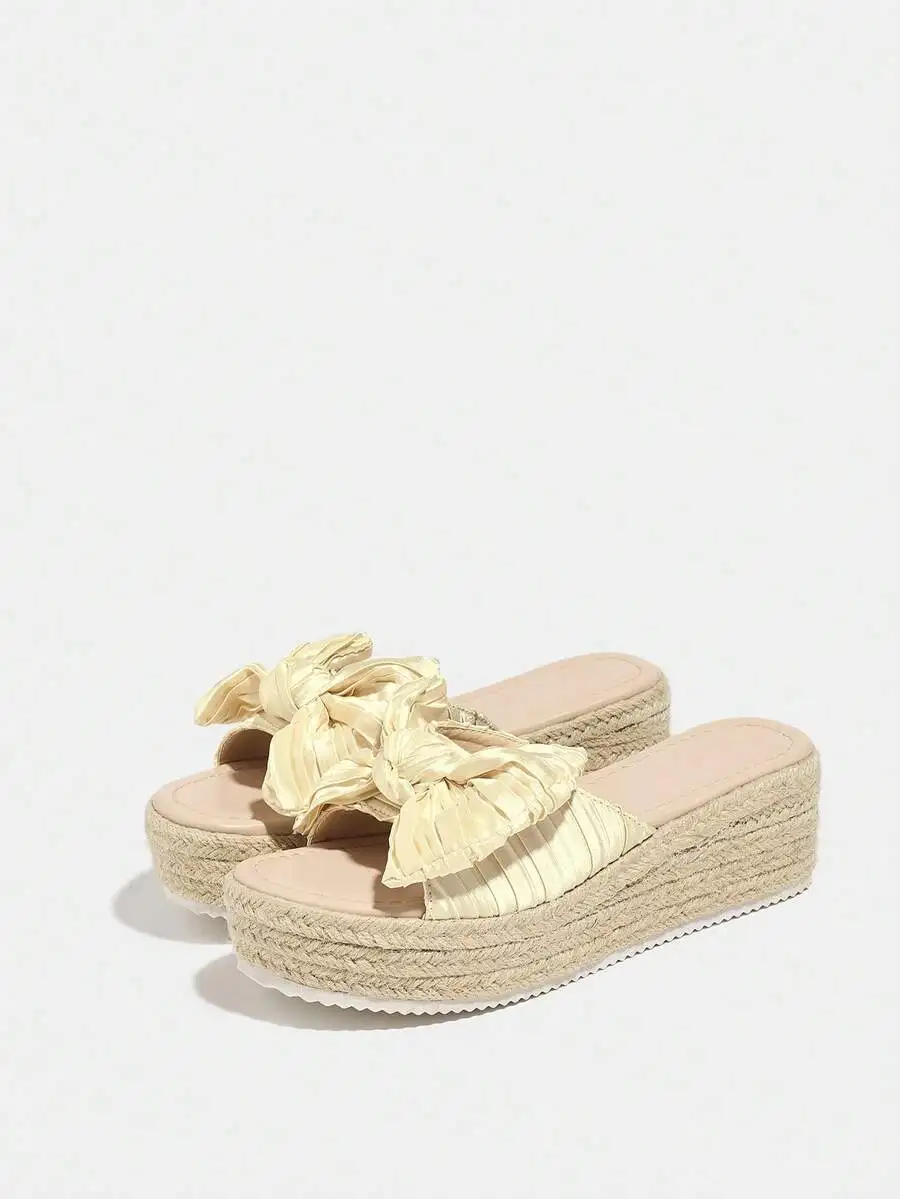Pleated Satin Bow Espadrille P - Espadrille Slip On recensie en prijs