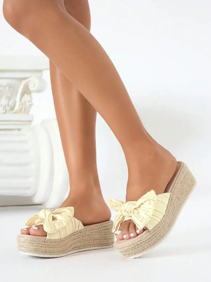 Pleated Satin Bow Espadrille P - Espadrille Slip On recensie en prijs