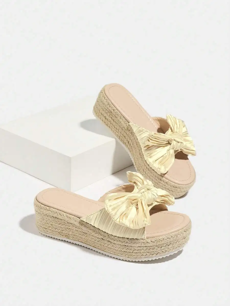 Pleated Satin Bow Espadrille P - Espadrille Slip On recensie en prijs