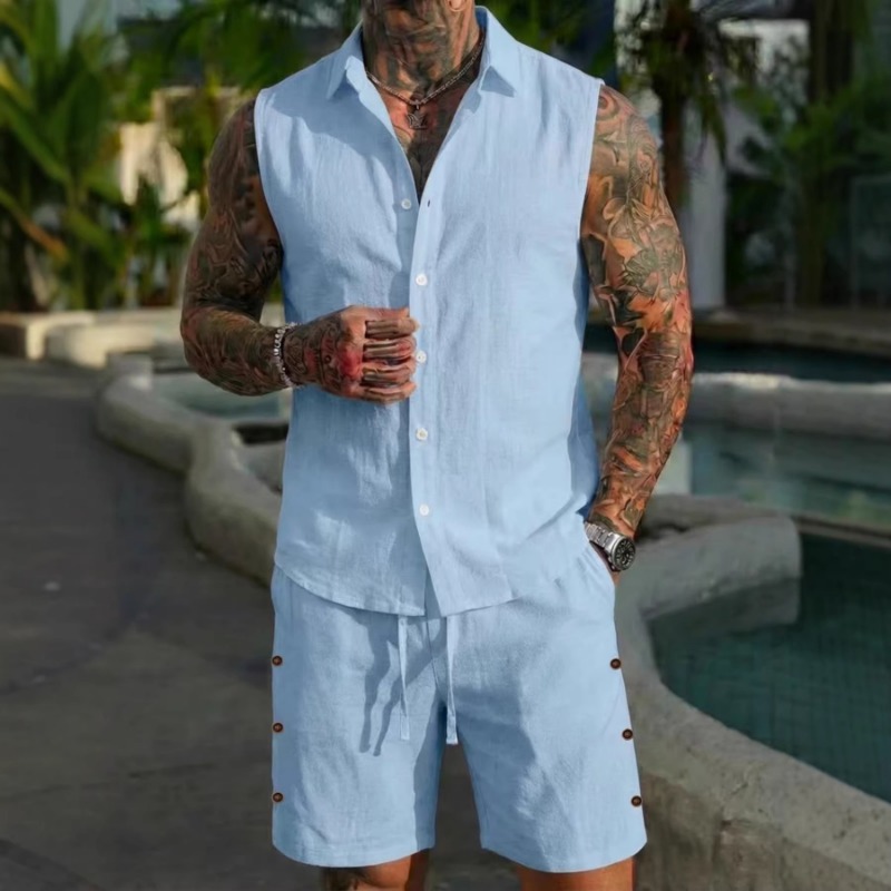 Men's 2 Piece Linen Textured S - Short Linen Drawstring recensie en prijs