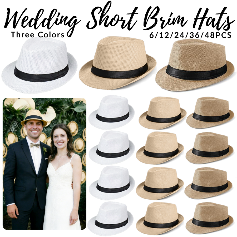 6-48PACK Wedding Straw Fedora  - Bucket Hat Straw recensie en prijs