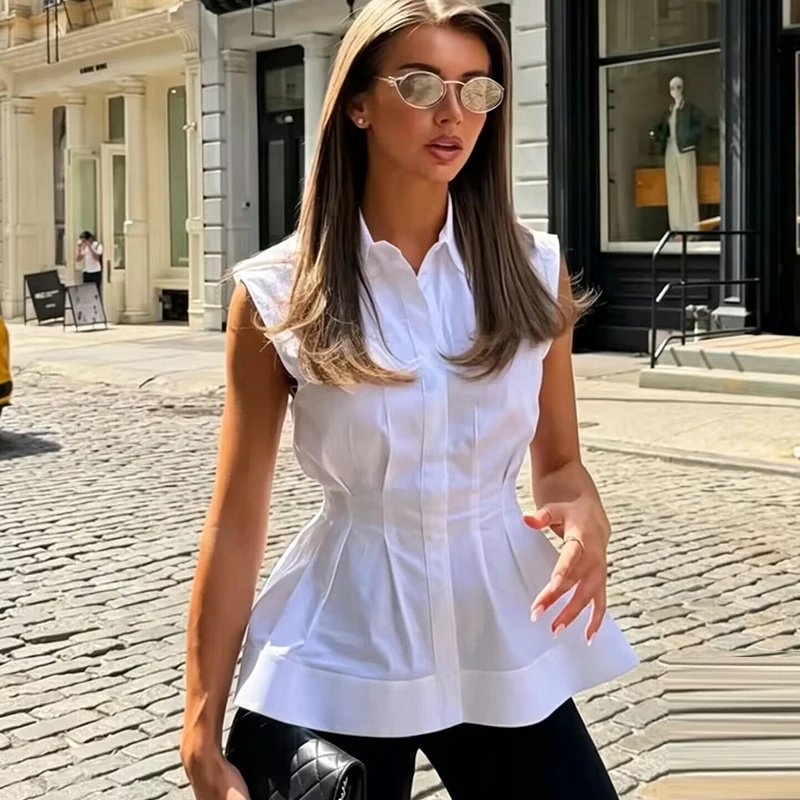 Women Casual Sleeveless Slim S - Shirt Camp Collar recensie en prijs
