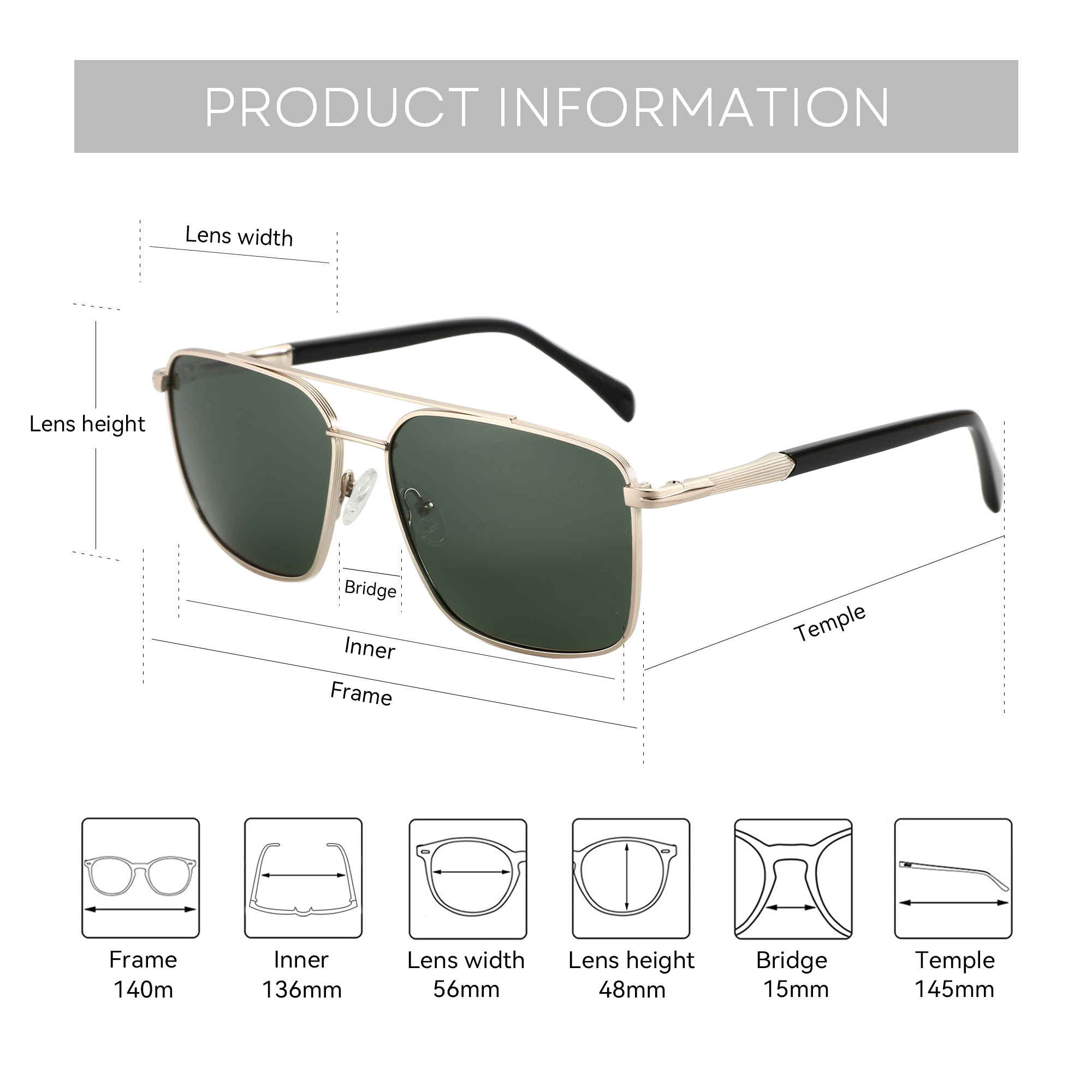 BLUEMOKY L Size Fashion Metal  - Sunglasses Aviator Polarized recensie en prijs