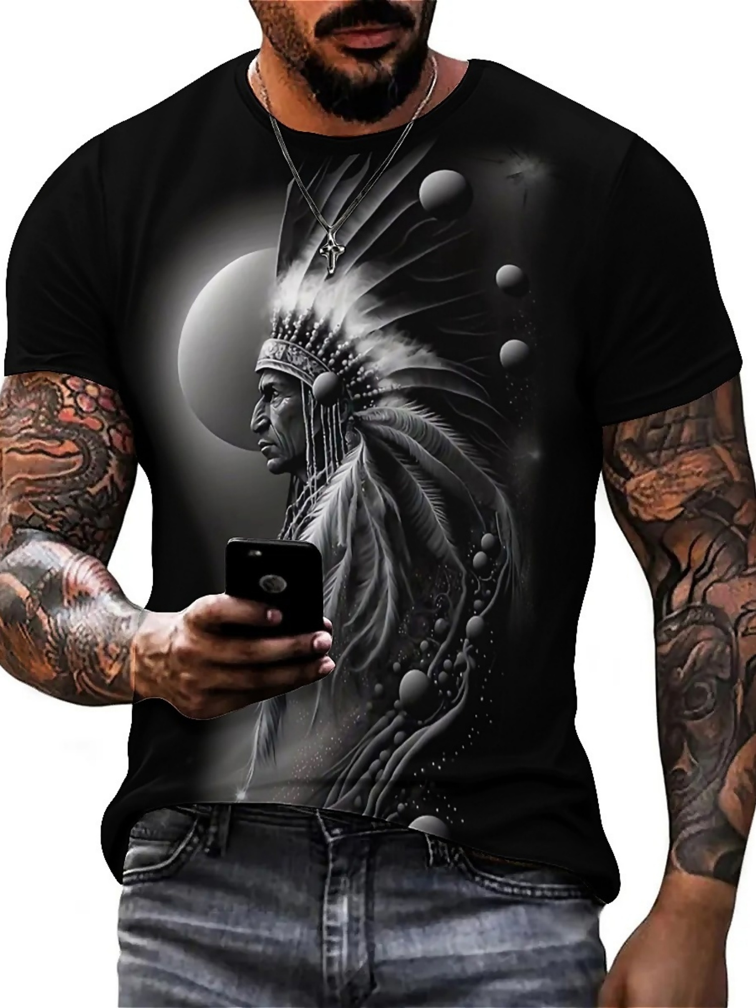 Men's 3D Printed Tribal Chieft - Tee Graphic Print recensie en prijs