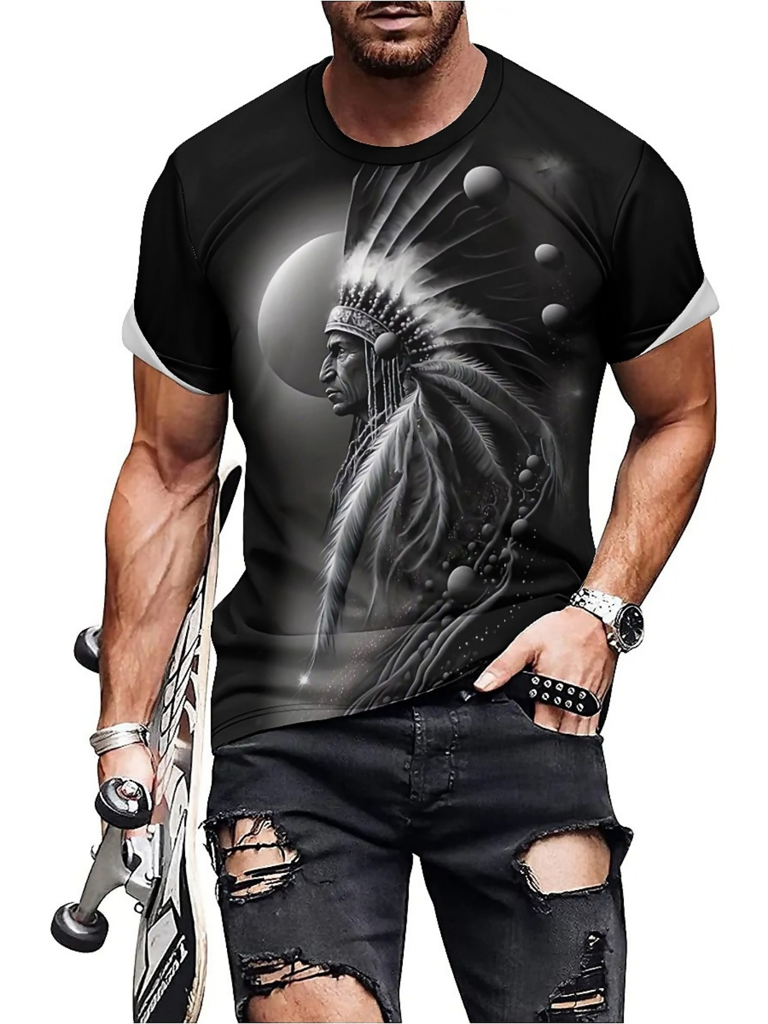 Men's 3D Printed Tribal Chieft - Tee Graphic Print recensie en prijs
