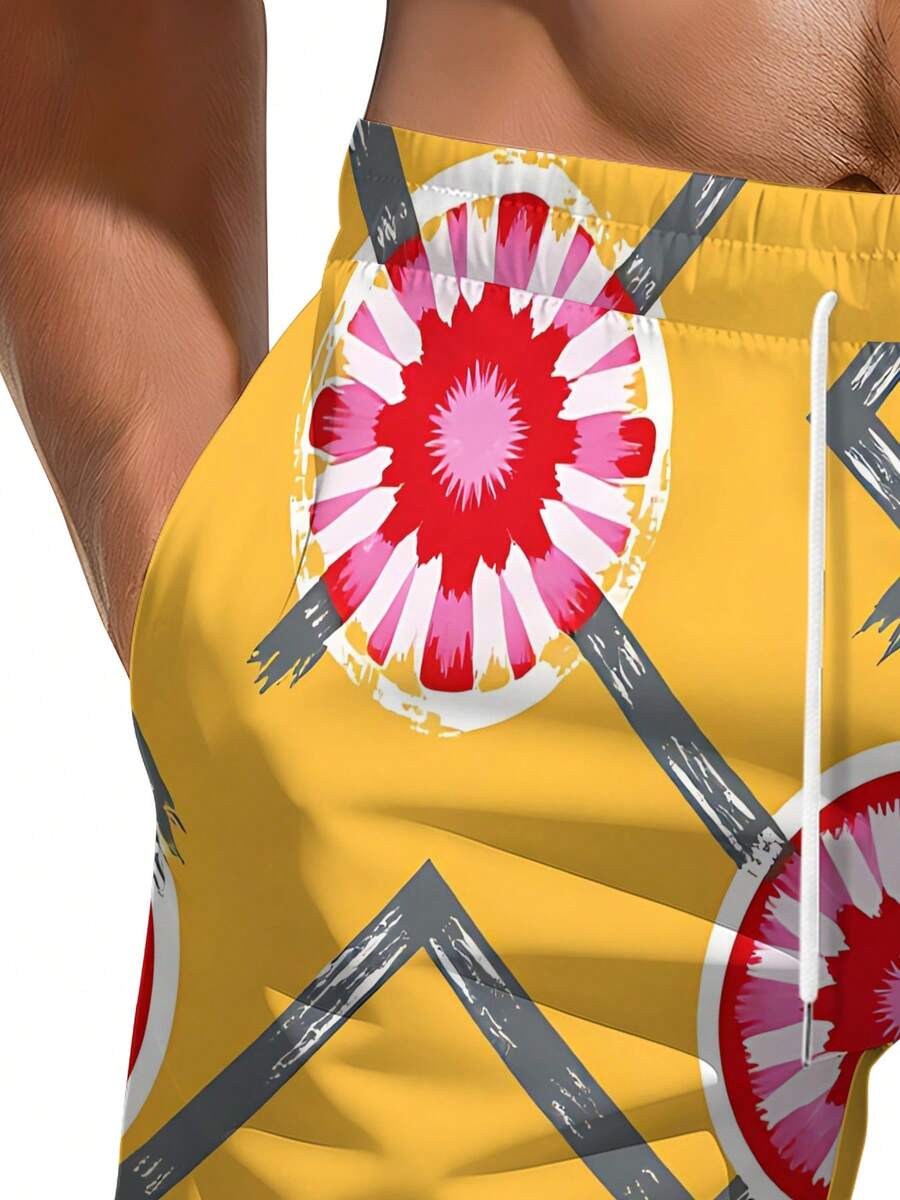 Mens Geometric Floral Print Be - Swim Trunk Quick Dry recensie en prijs