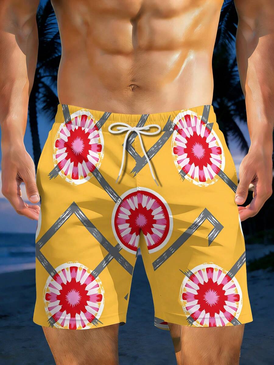 Mens Geometric Floral Print Be - Swim Trunk Quick Dry recensie en prijs