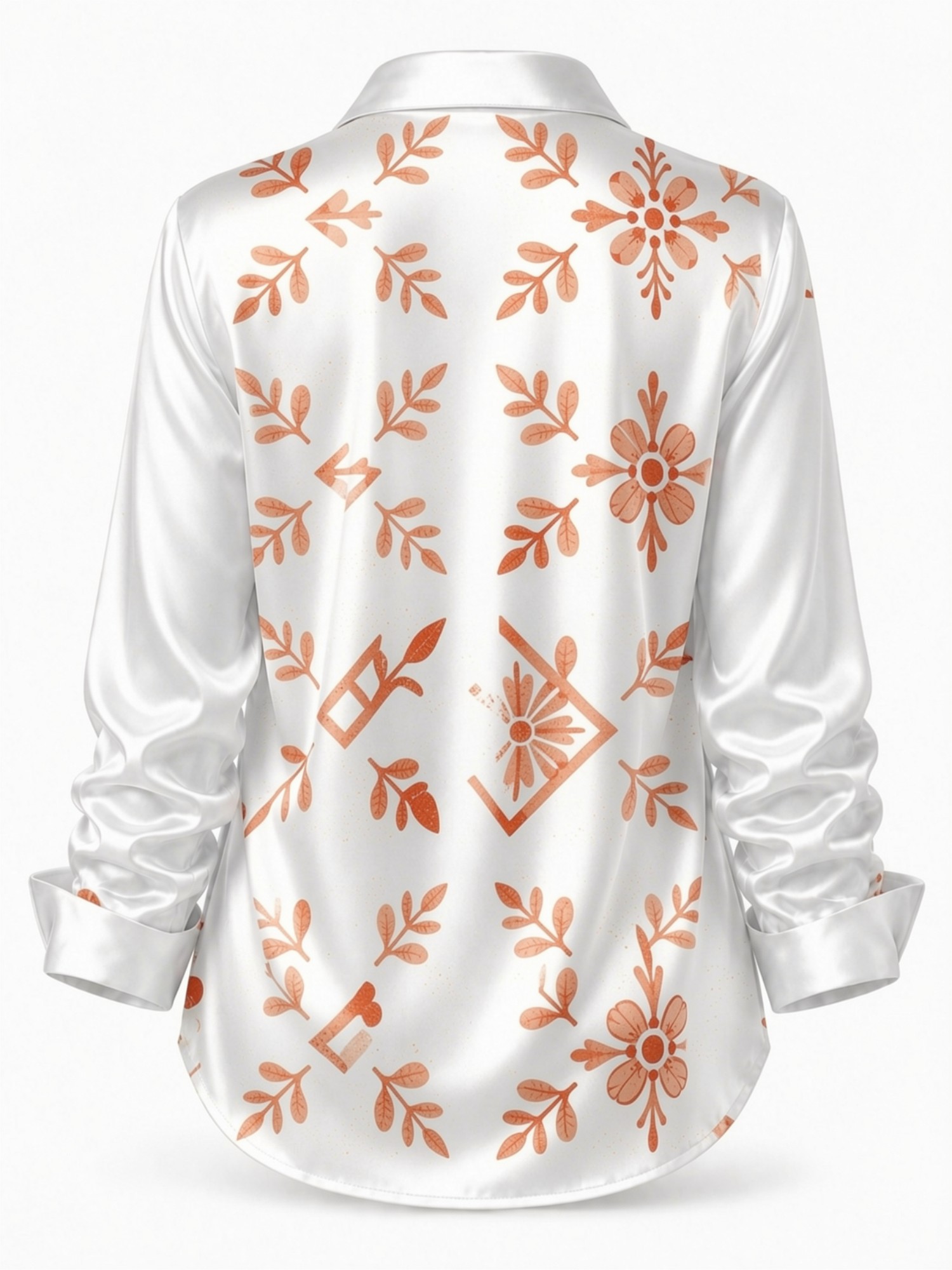 Cream Orange Floral Satin Blou - Resort Shirt Floral recensie en prijs