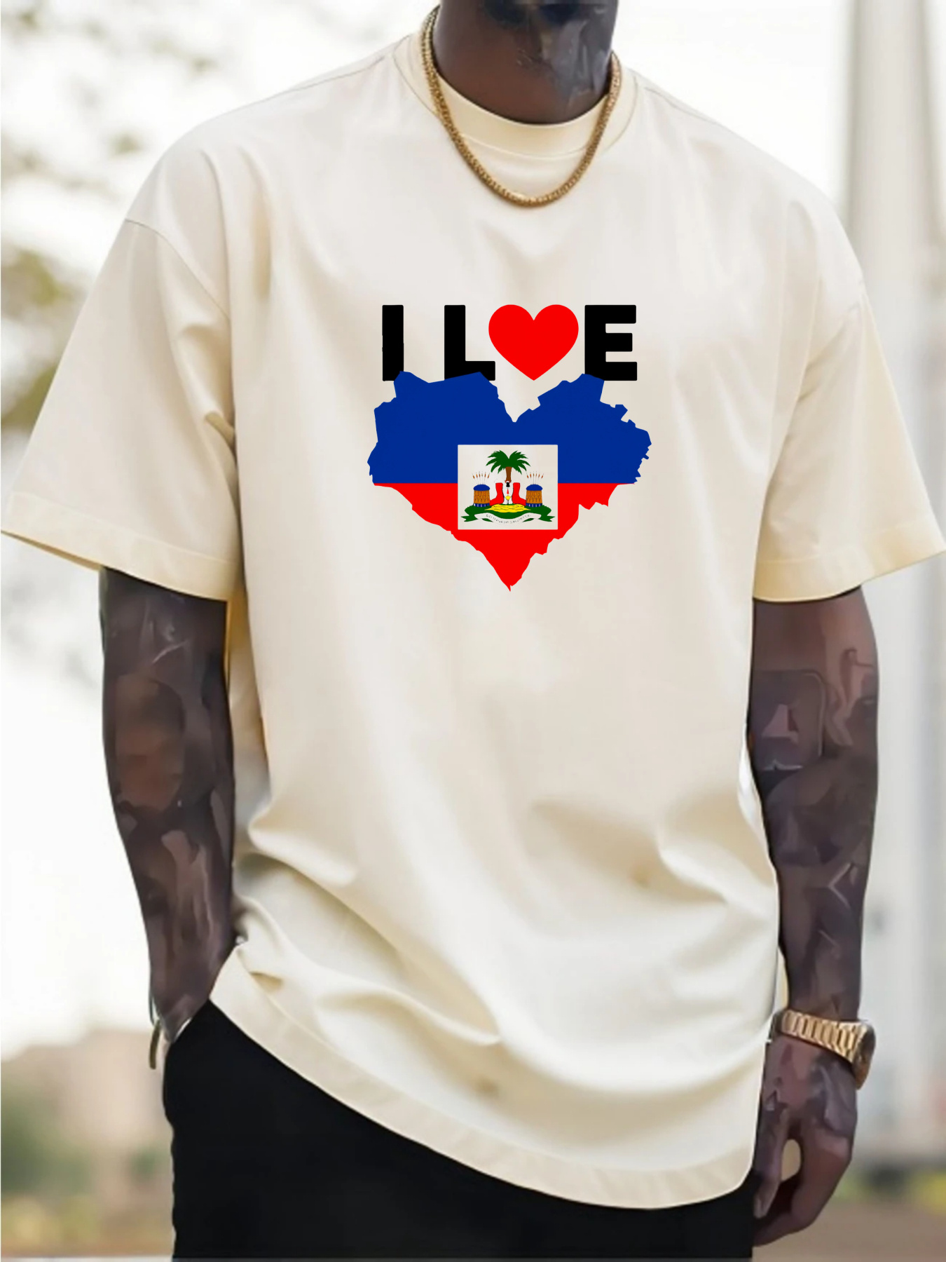 Men's I Love Haiti Heart Flag  - Tee Graphic Print recensie en prijs