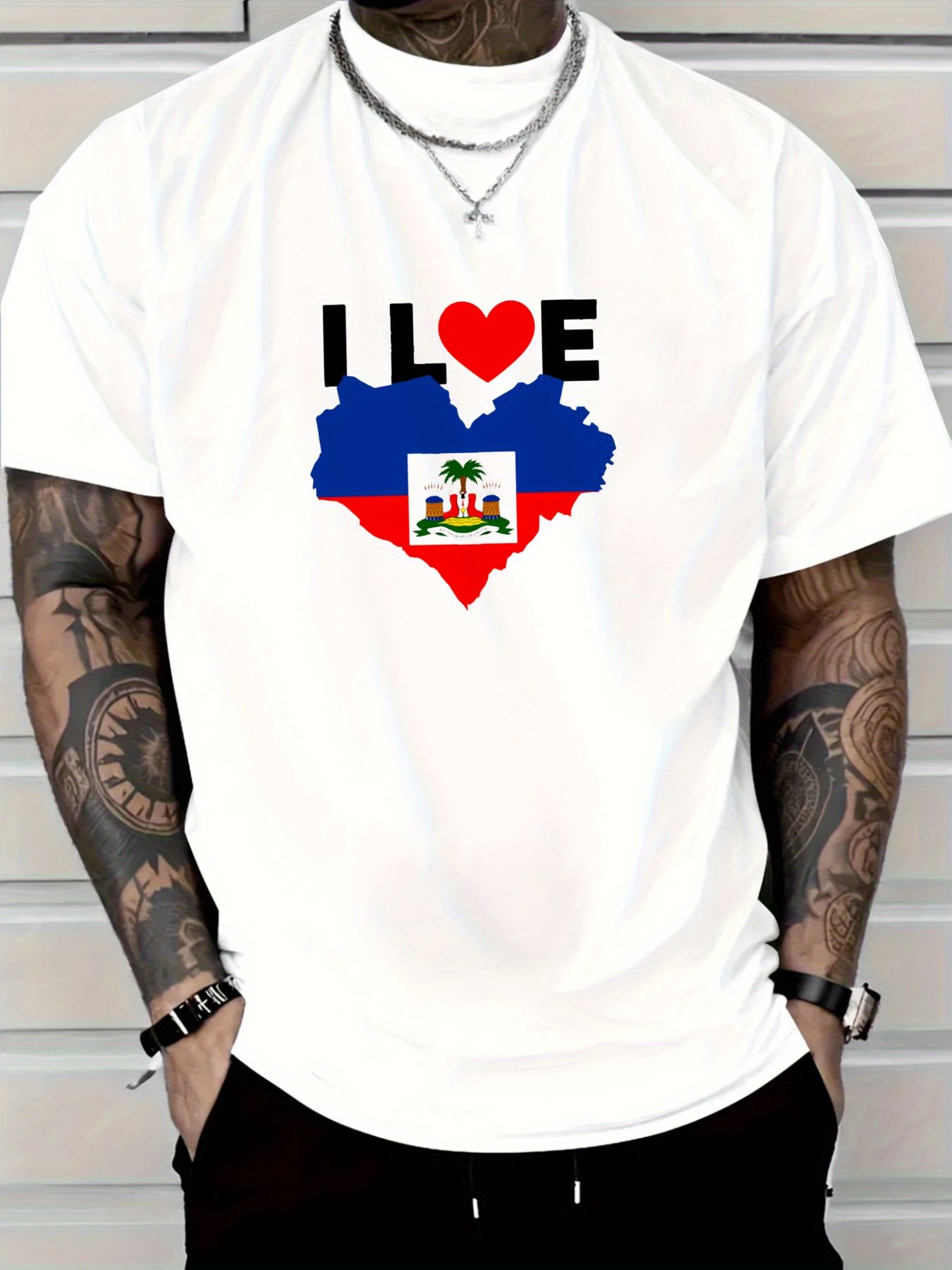 Men's I Love Haiti Heart Flag  - Tee Graphic Print recensie en prijs