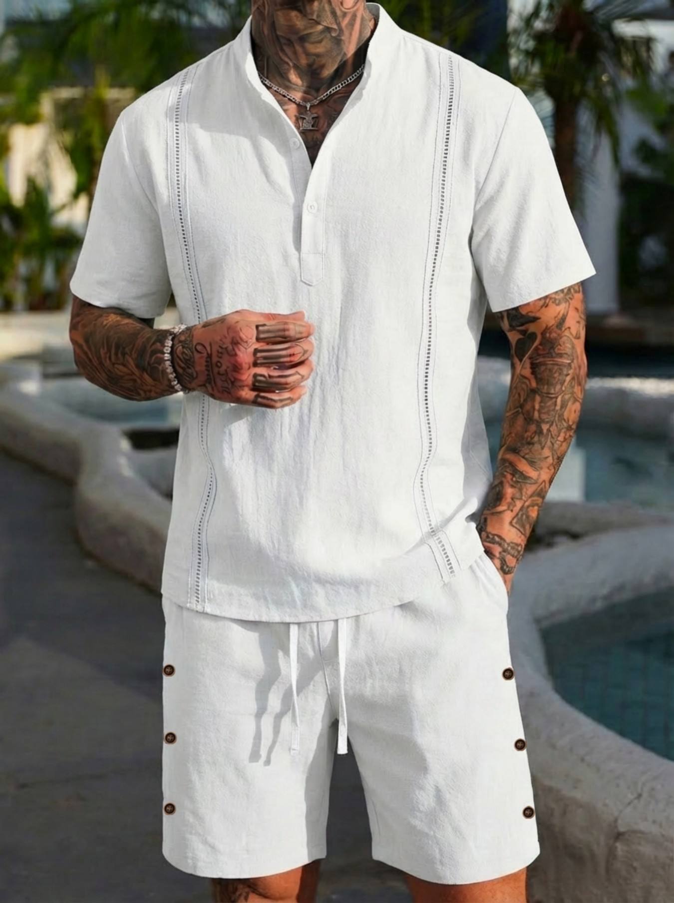 2026 men's summer beach casual - Short Linen Drawstring recensie en prijs