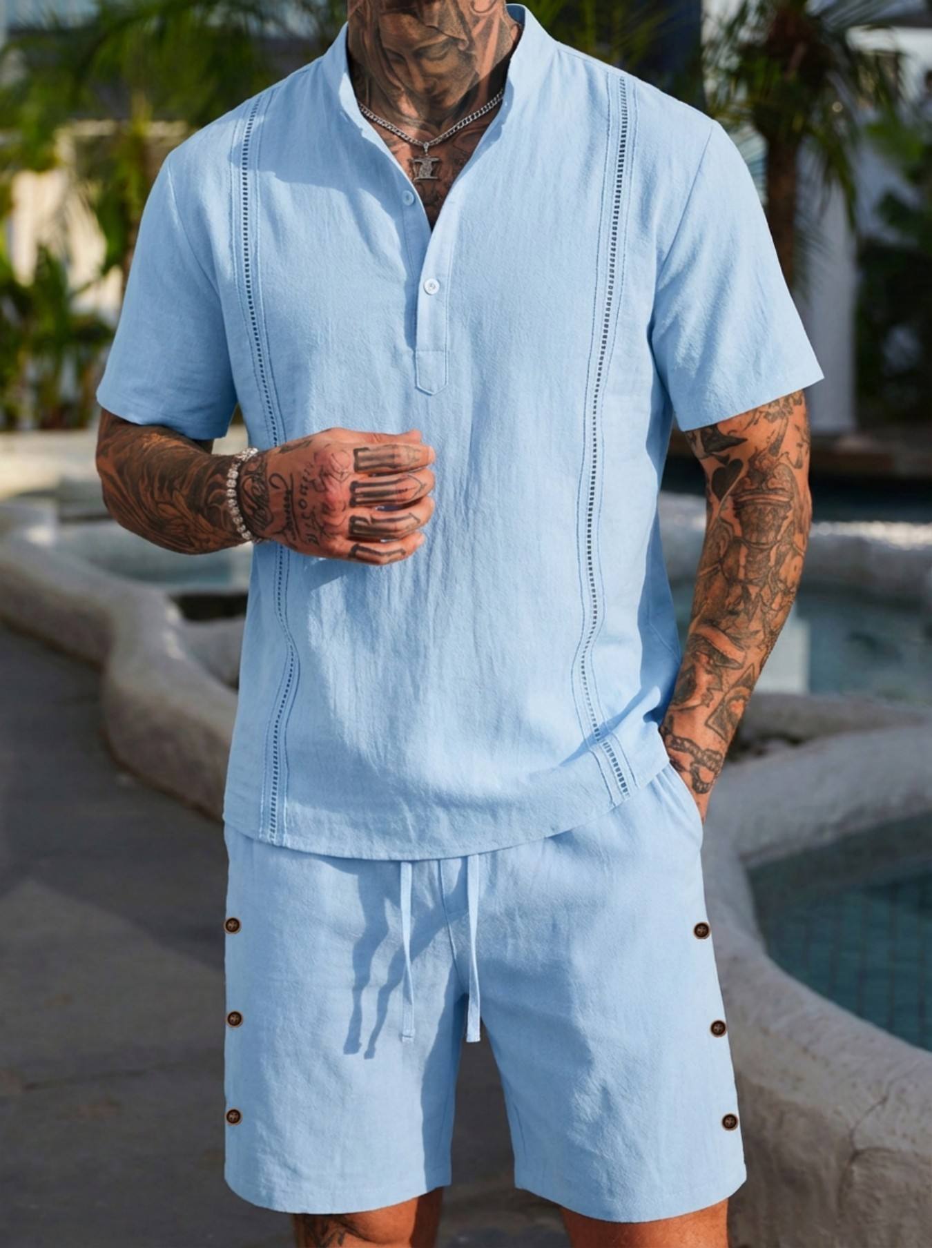 2026 men's summer beach casual - Short Linen Drawstring recensie en prijs