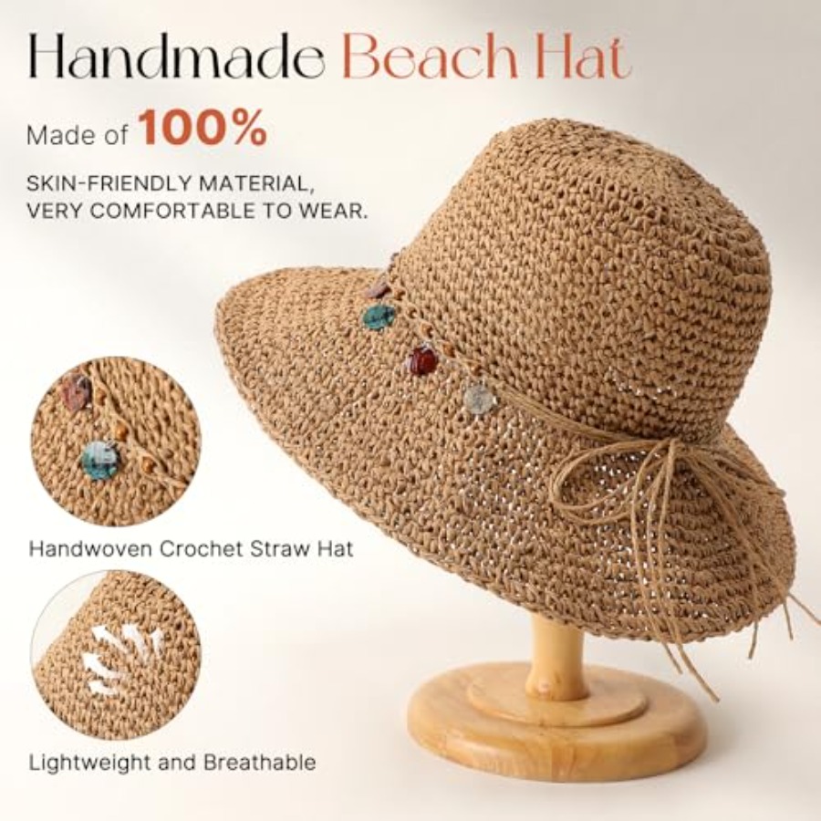 Beach Sun Hats for Women, Stra - Packable Hat Nylon recensie en prijs