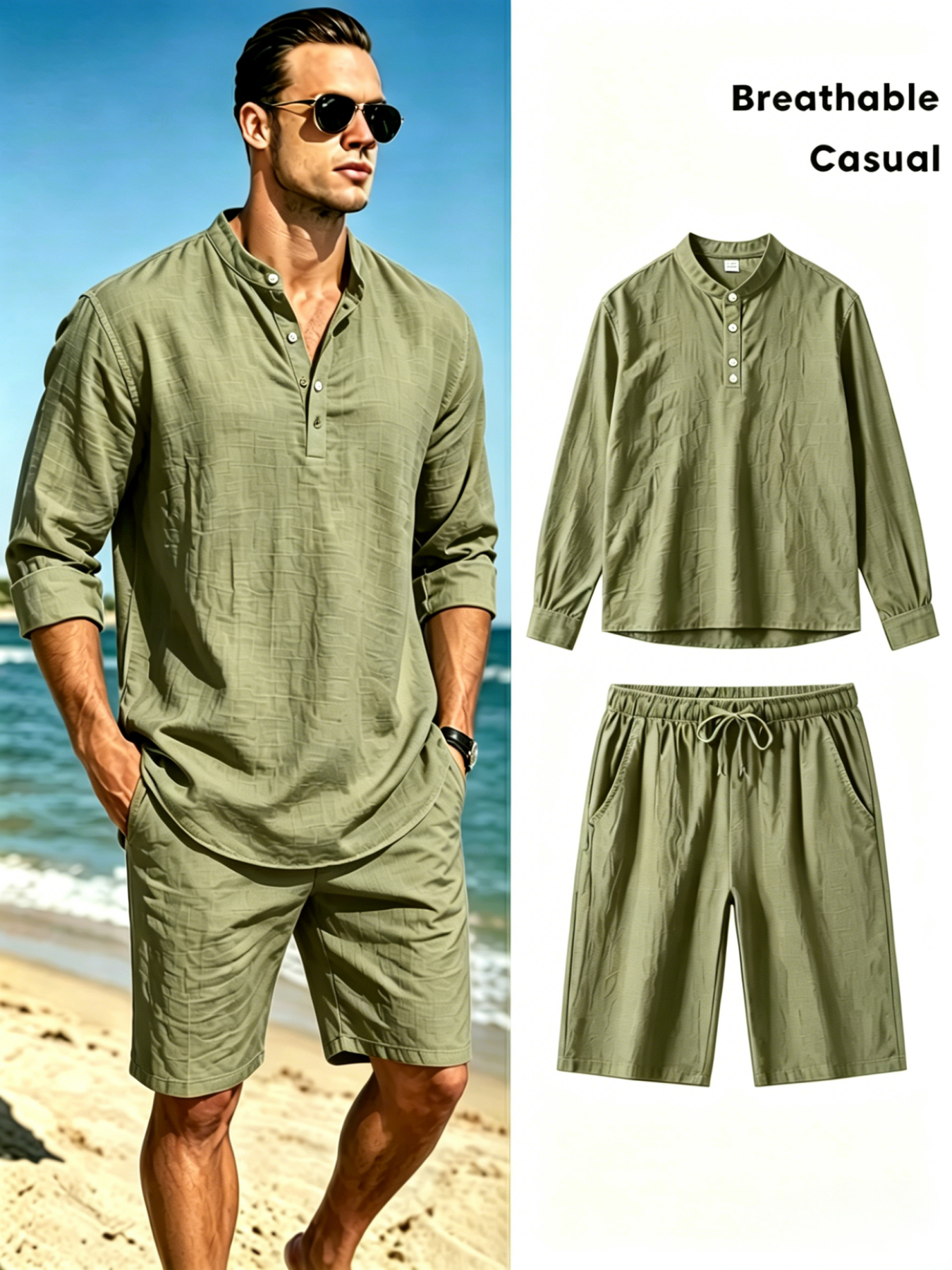mens cotton linen henley shirt - Linen Shirt Breathable recensie en prijs