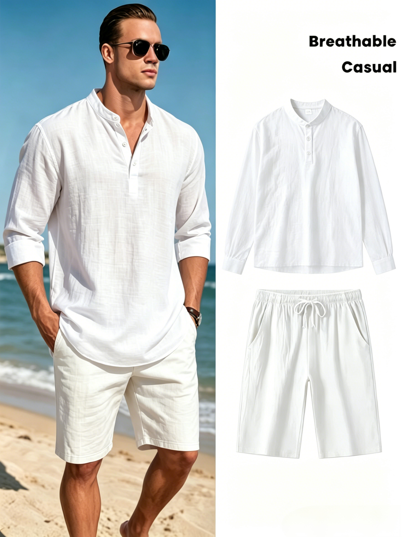 mens cotton linen henley shirt - Linen Shirt Breathable recensie en prijs