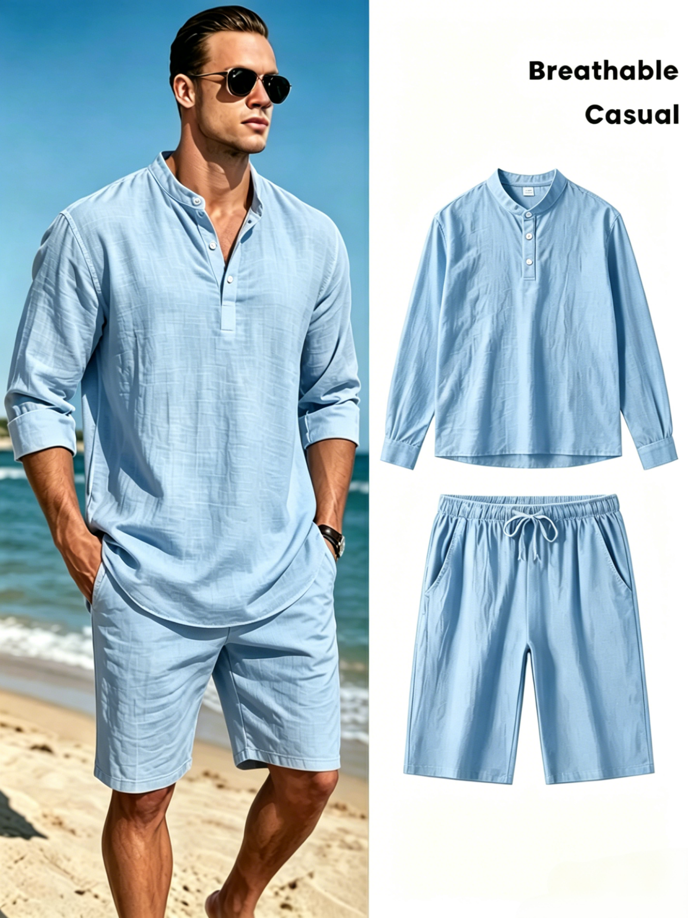 mens cotton linen henley shirt - Linen Shirt Breathable recensie en prijs