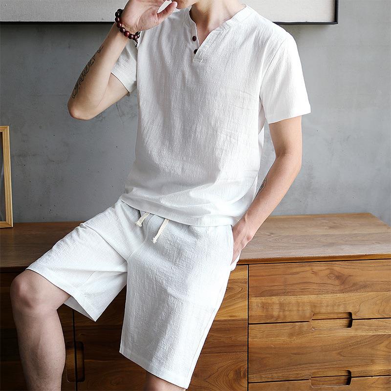 Men's Cotton Linen Set T-shirt - Linen Shirt Breathable recensie en prijs