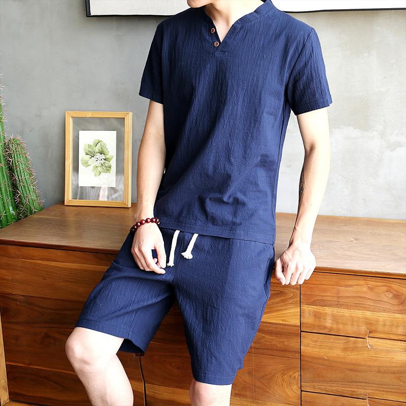 Men's Cotton Linen Set T-shirt - Linen Shirt Breathable recensie en prijs