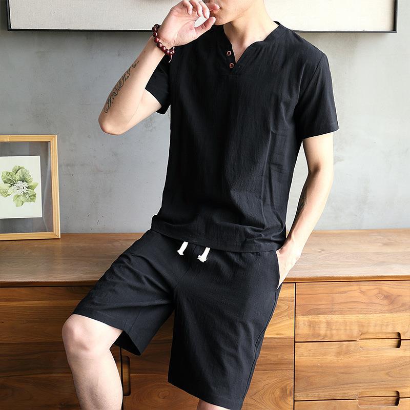 Men's Cotton Linen Set T-shirt - Linen Shirt Breathable recensie en prijs