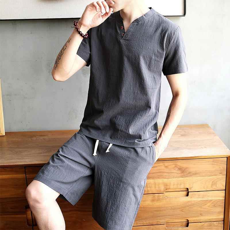 Men's Cotton Linen Set T-shirt - Linen Shirt Breathable recensie en prijs