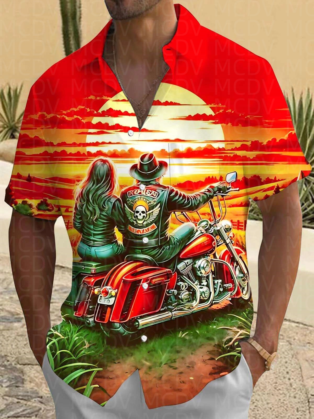 Motorcycle Pattern Men's Hawai - Shirt Camp Collar recensie en prijs