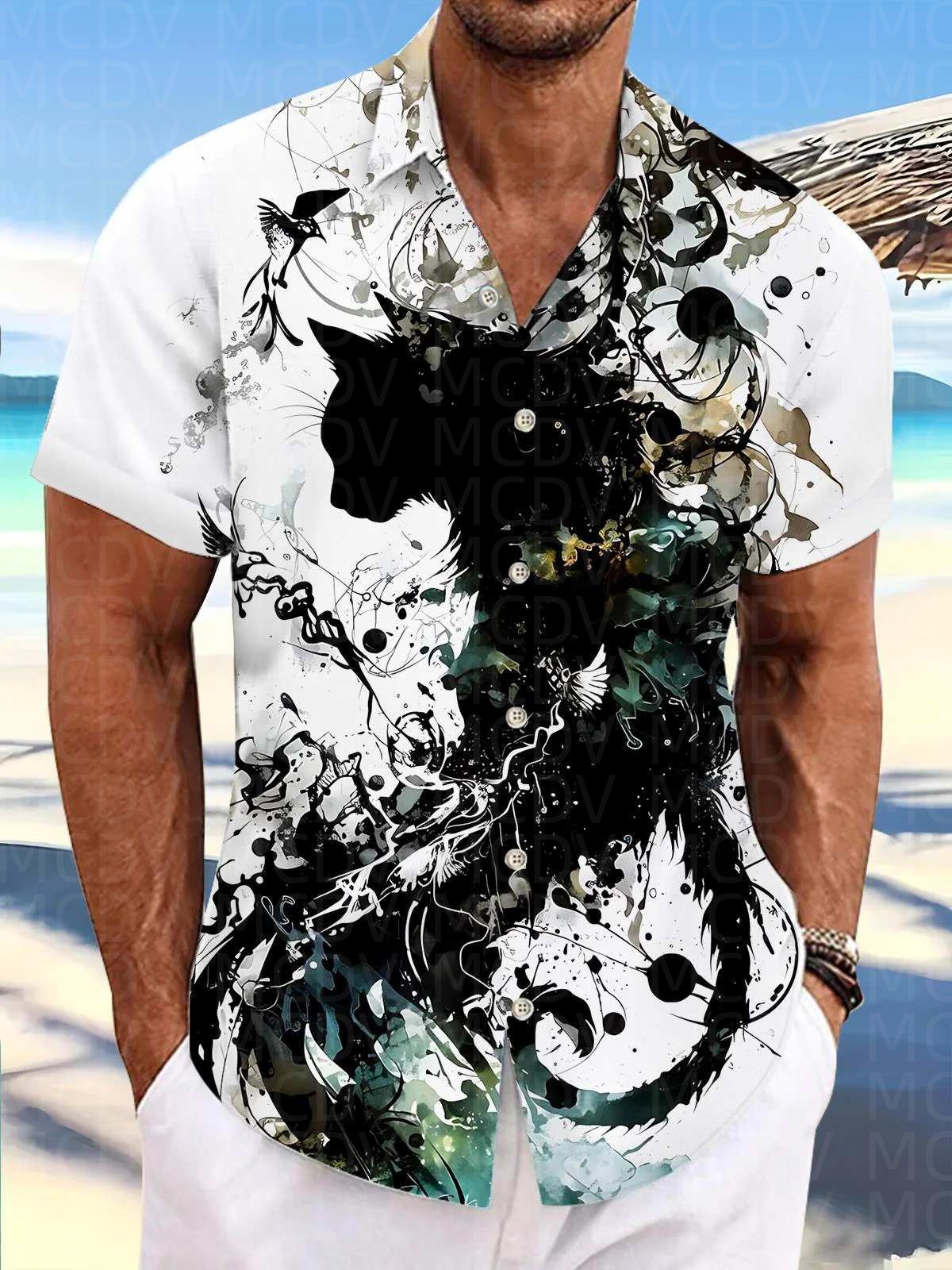 Motorcycle Pattern Men's Hawai - Shirt Camp Collar recensie en prijs