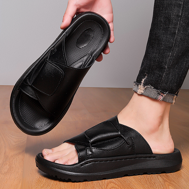 Leather Men's Slippers Slides  - Flip Flop Leather Men recensie en prijs