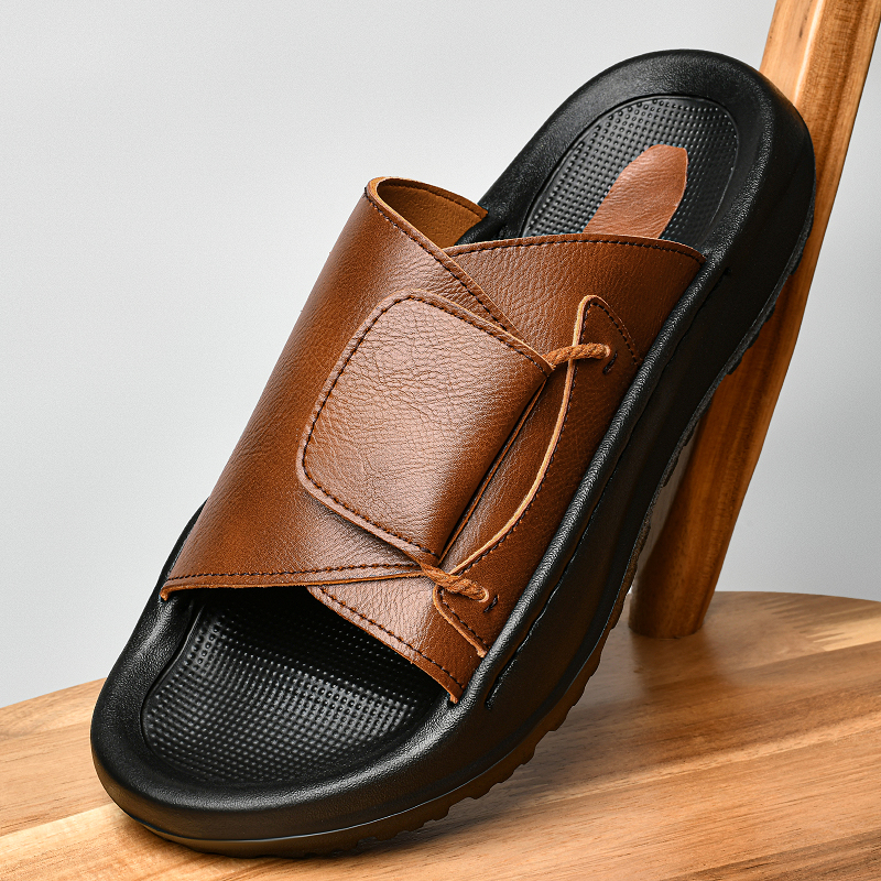 Leather Men's Slippers Slides  - Flip Flop Leather Men recensie en prijs