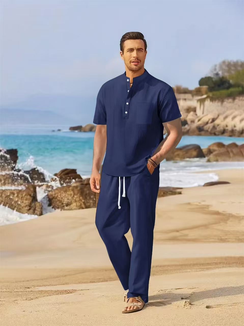 Summer men's cotton and linen  - Short Linen Drawstring recensie en prijs