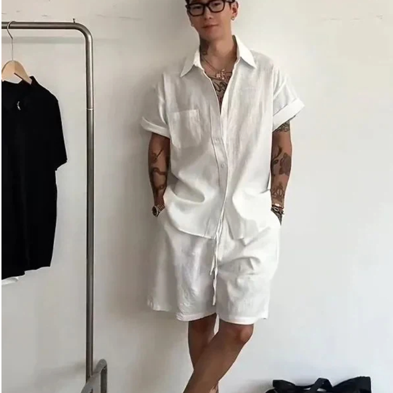 Mens Linen Cotton 2 Piece Set  - Linen Shirt Breathable recensie en prijs