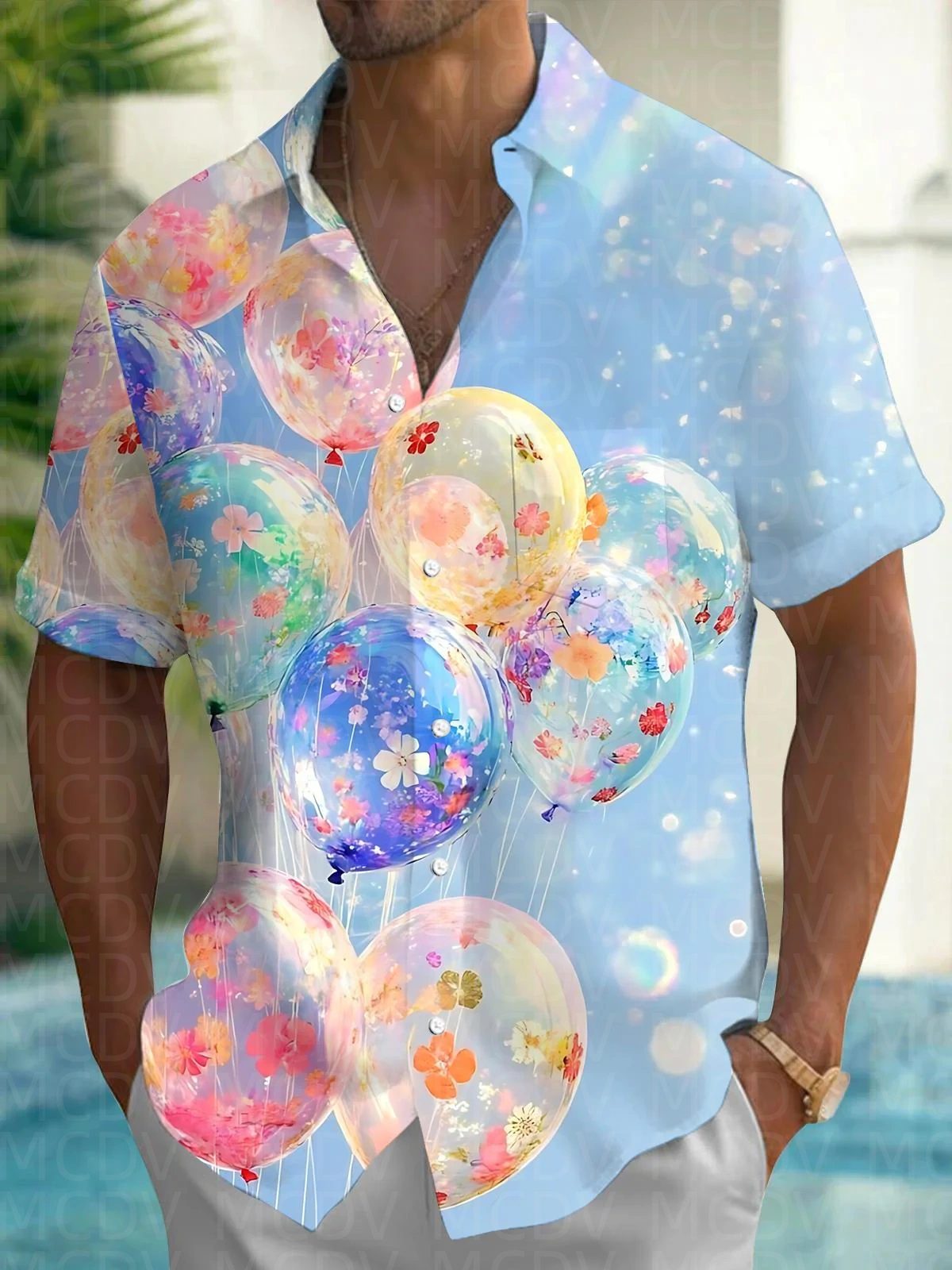 Balloon Pattern Men's Hawaiian - Shirt Camp Collar recensie en prijs