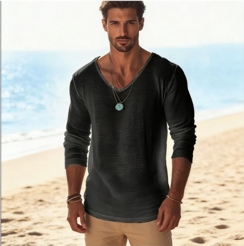 Men's Casual V-Neck Linen Blen - Linen Shirt Breathable recensie en prijs
