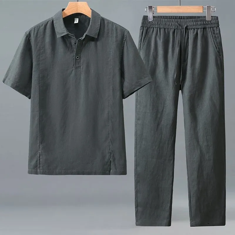 Men Plus Size Summer Linen Two - Short Linen Drawstring recensie en prijs