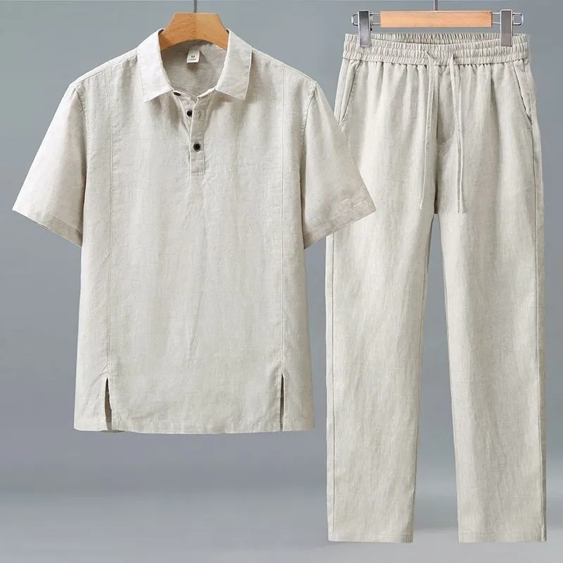 Men Plus Size Summer Linen Two - Short Linen Drawstring recensie en prijs