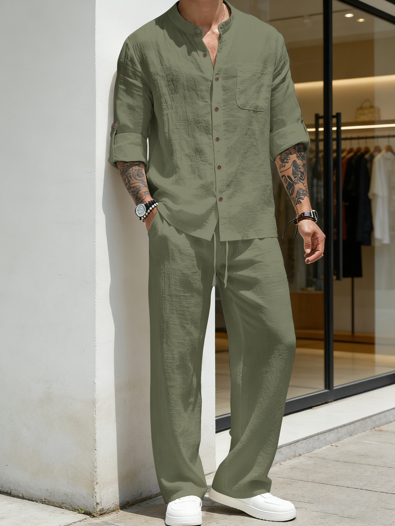 Suit Loose Linen Long Sleeve S - Linen Shirt Breathable recensie en prijs