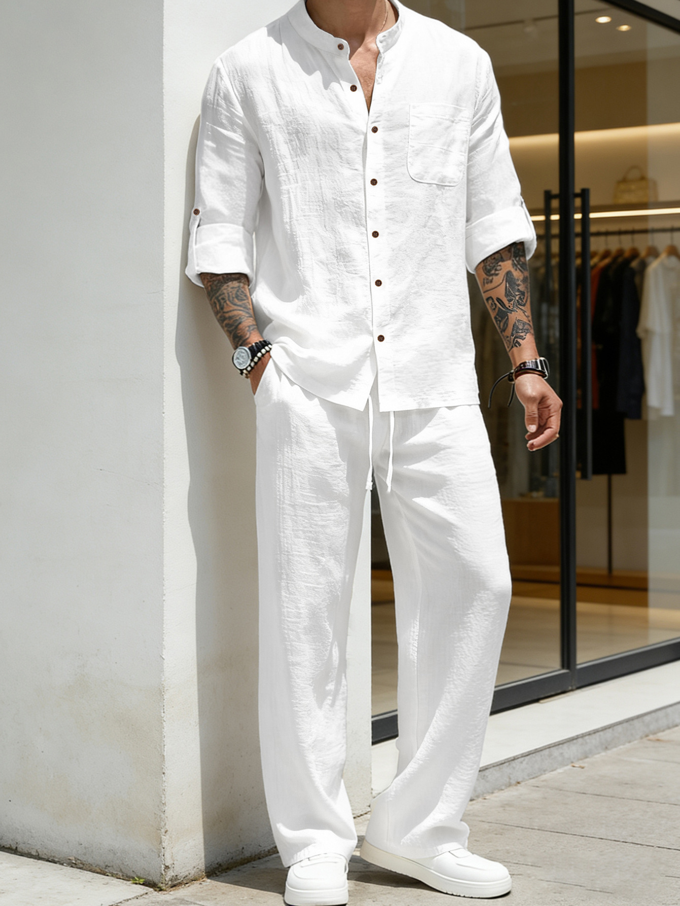 Suit Loose Linen Long Sleeve S - Linen Shirt Breathable recensie en prijs