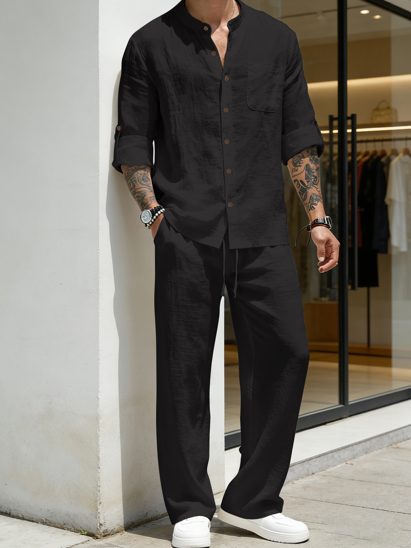 Suit Loose Linen Long Sleeve S - Linen Shirt Breathable recensie en prijs