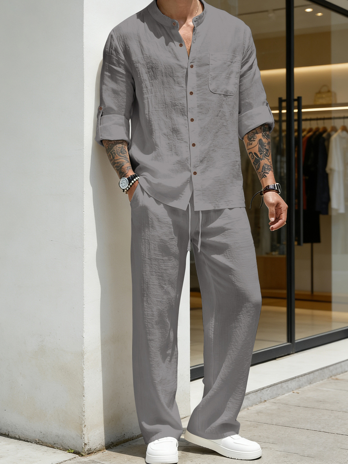 Suit Loose Linen Long Sleeve S - Linen Shirt Breathable recensie en prijs