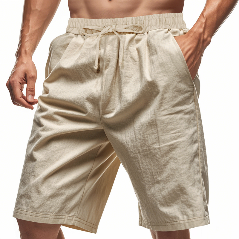 2026 New Men Cotton Linen Beac - Short Linen Drawstring recensie en prijs