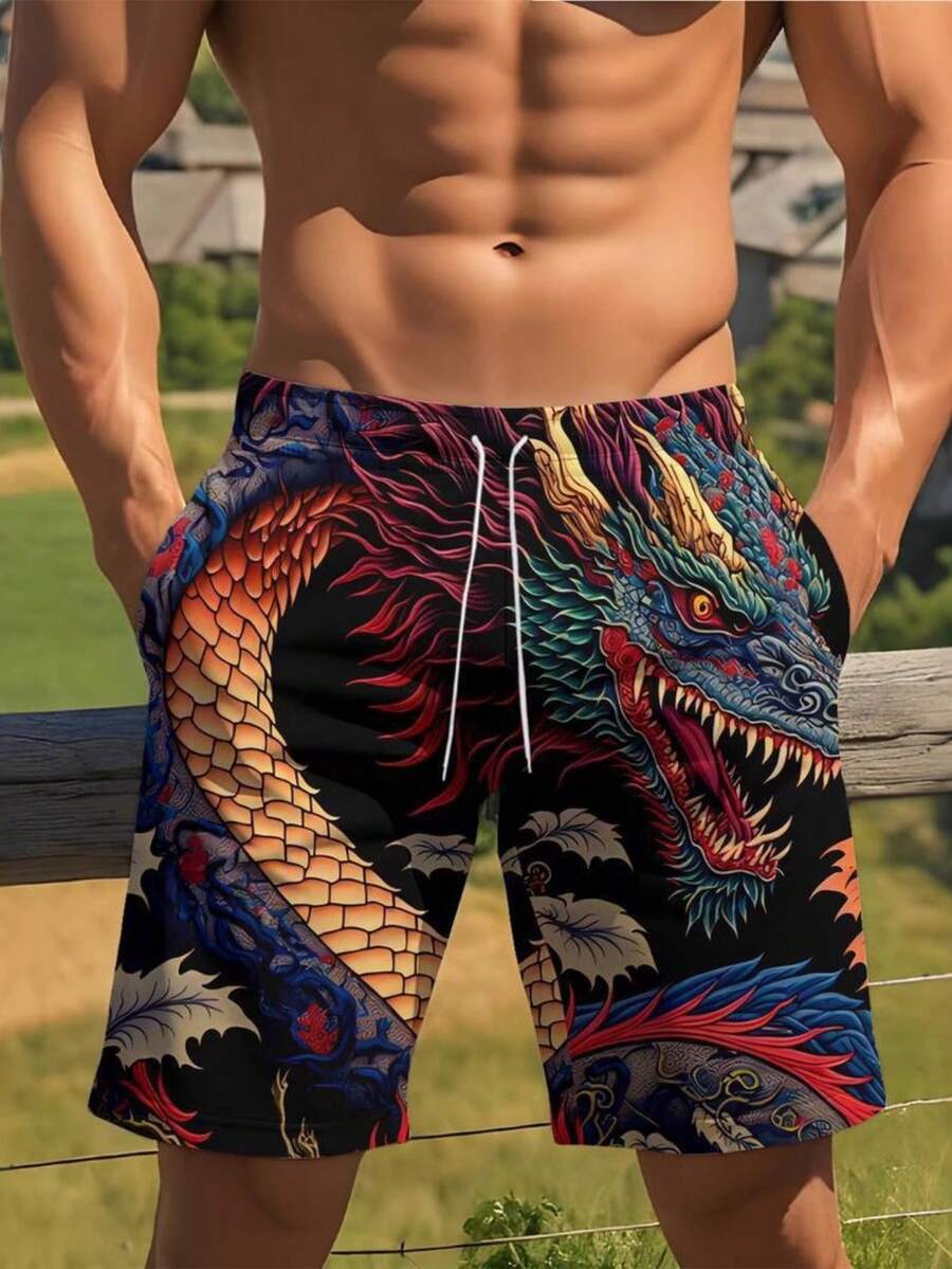 Mens Dragon Print Drawstring W - Swim Trunk Quick Dry recensie en prijs