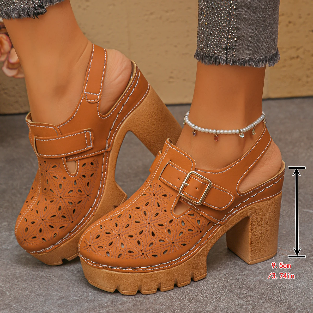 Large Size Women's Thick Heel  - Casual Sandal Leather recensie en prijs