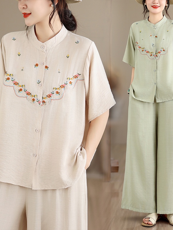 Embroidered Cotton Linen Short - Linen Shirt Breathable recensie en prijs