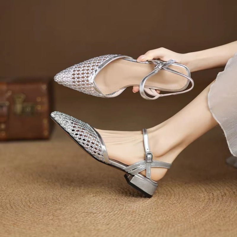 French pointed-toe woven high- - Casual Sandal Leather recensie en prijs